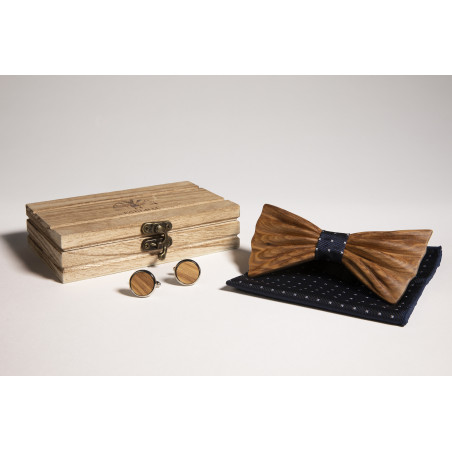 Sapelli - Noeud Papillon en bois Sapelli ( + pochette assortie), vue 7