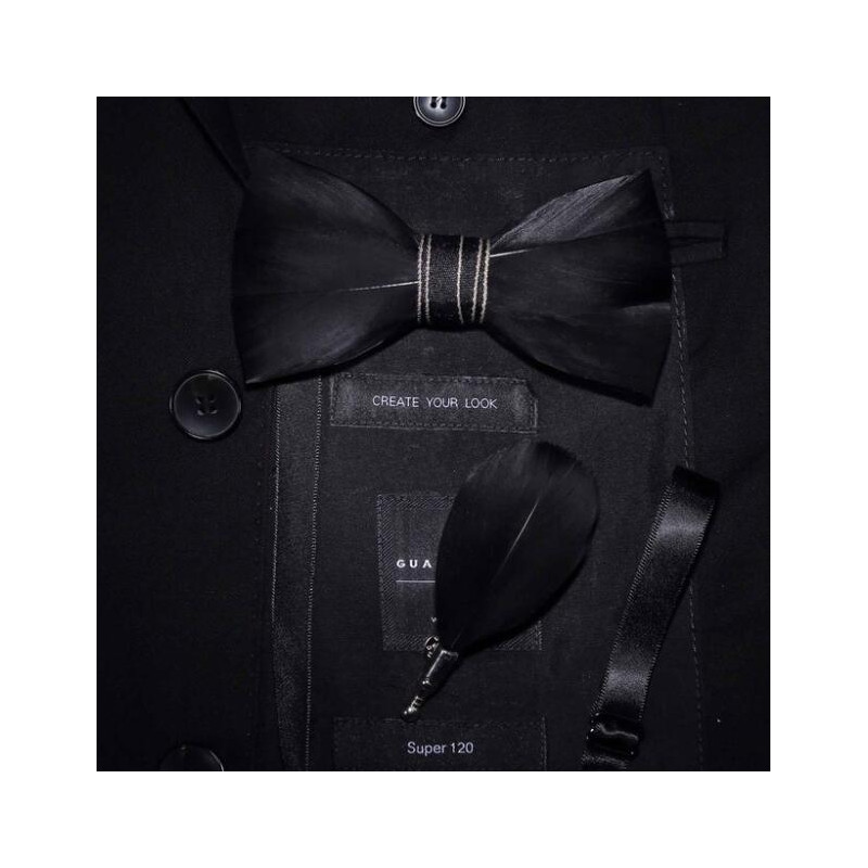 Noeud papillon en plume : Noir Corbeau
