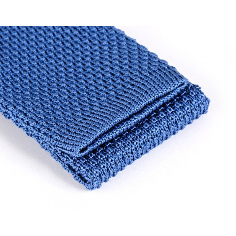 Cravate tricot de soie bleu azur, vue 3