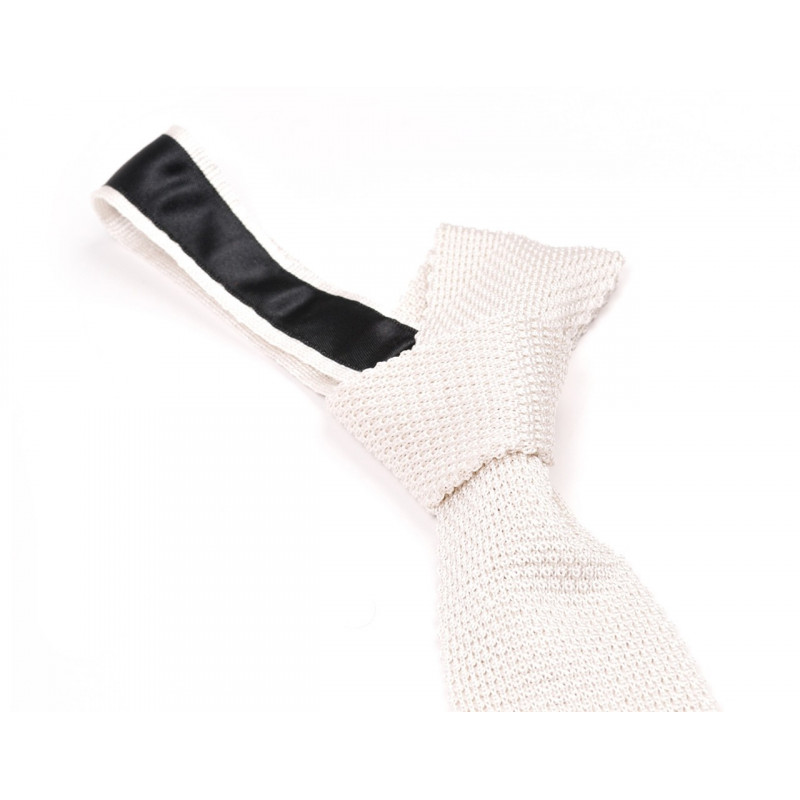 Cravate tricot blanc héron, vue 2