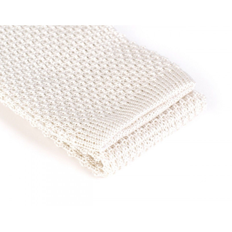 Cravate tricot blanc héron, vue 3
