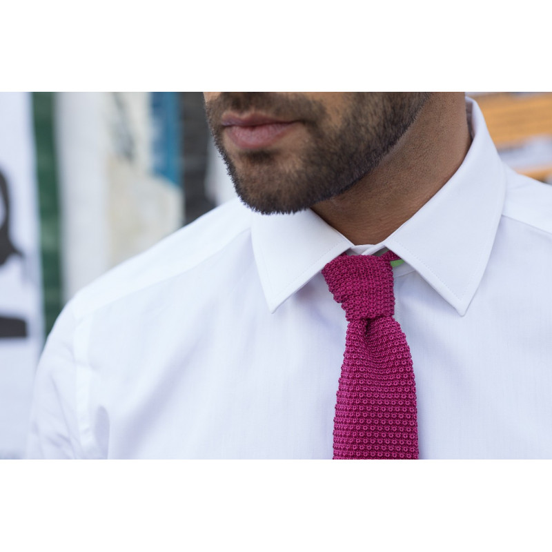 Cravate tricot de soie fushia, vue 5