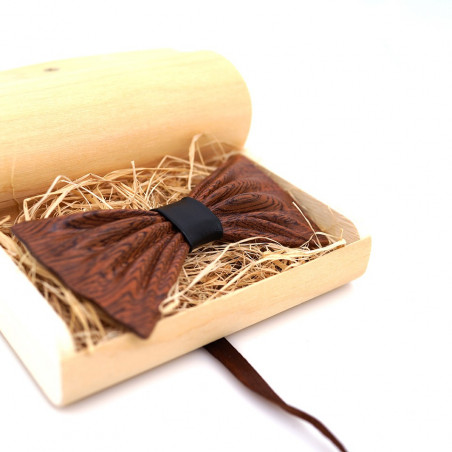 Sapelli - Noeud Papillon en bois Sapelli ( + pochette assortie), vue 5