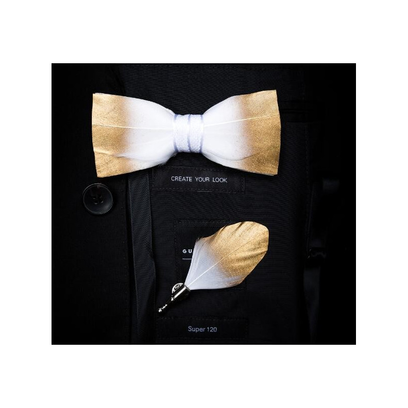 Noeud papillon en plume : Canard Blanc Or, vue 4